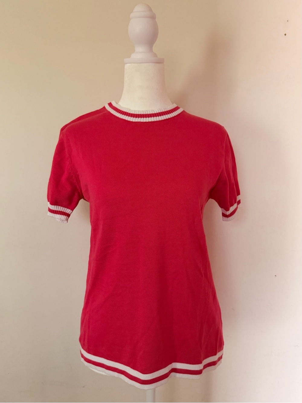 Madcap England Mod Style Red Short-Sleeve Knit Tee with White Trim